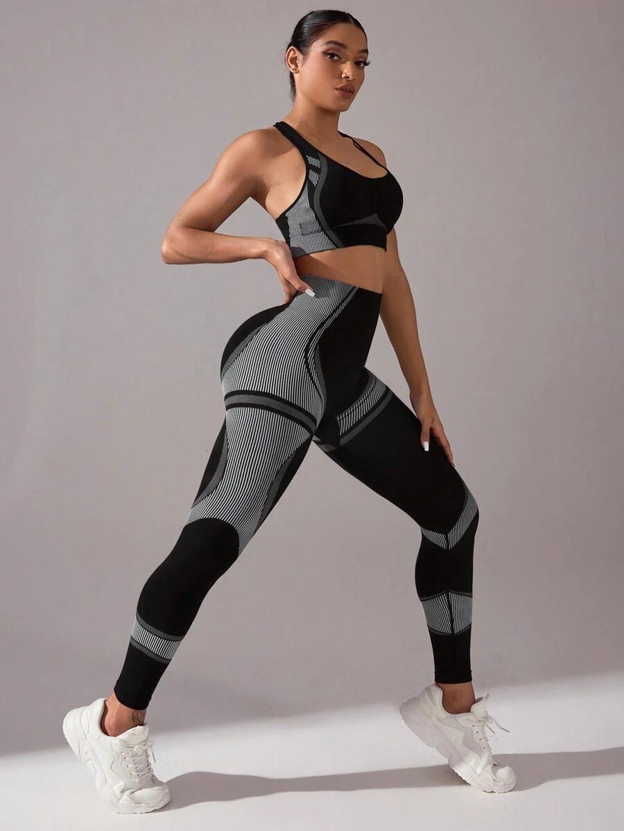 SHEIN KOMPLET STANIK SPORTOWY LEGGINSY S06__S