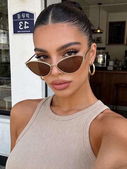 SHEIN ZŁOTE OKULARY PRZECIWSŁONECZNE S07