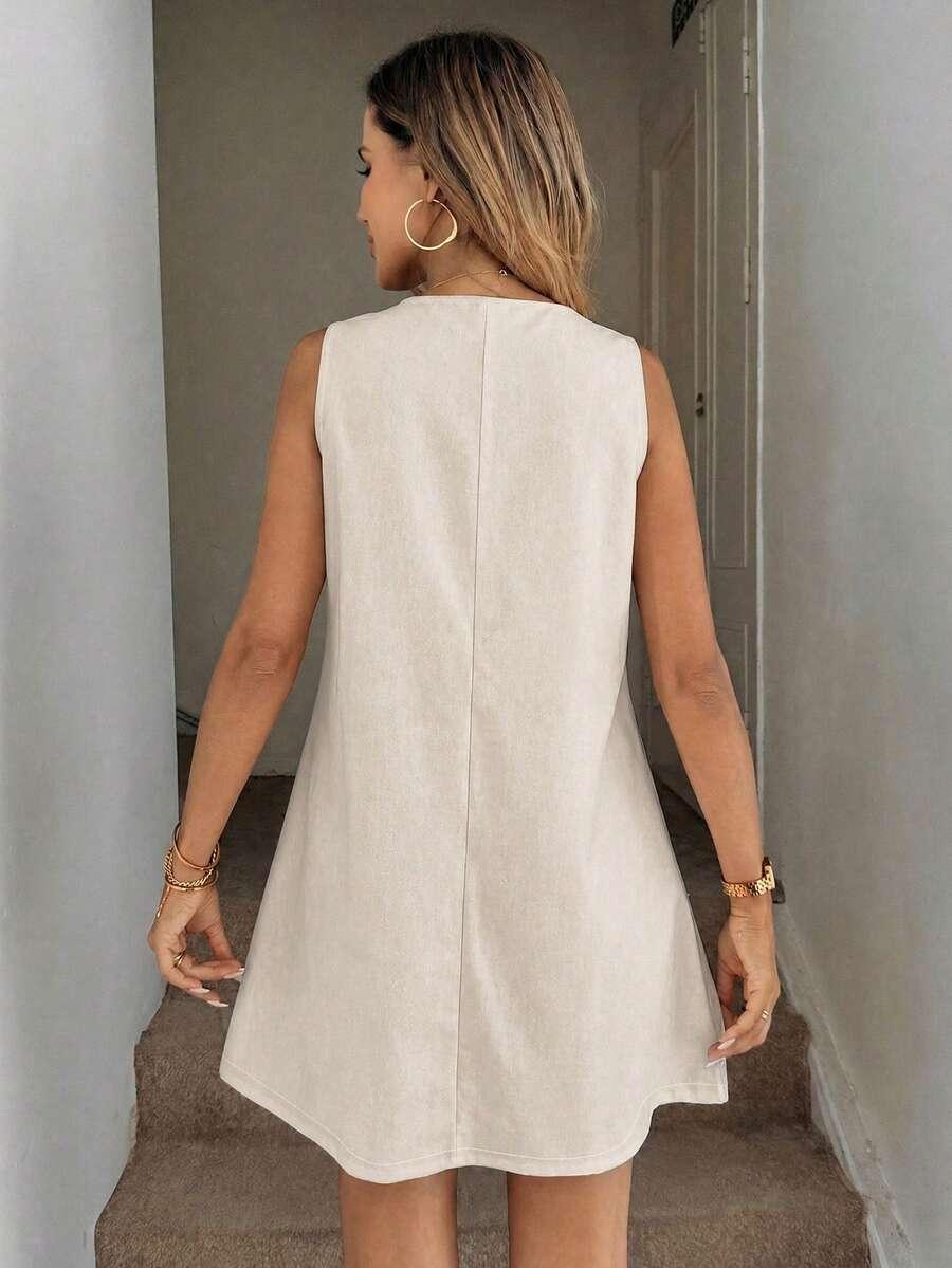 SHEIN BEŻOWA MINI SUKIENKA PK01__L