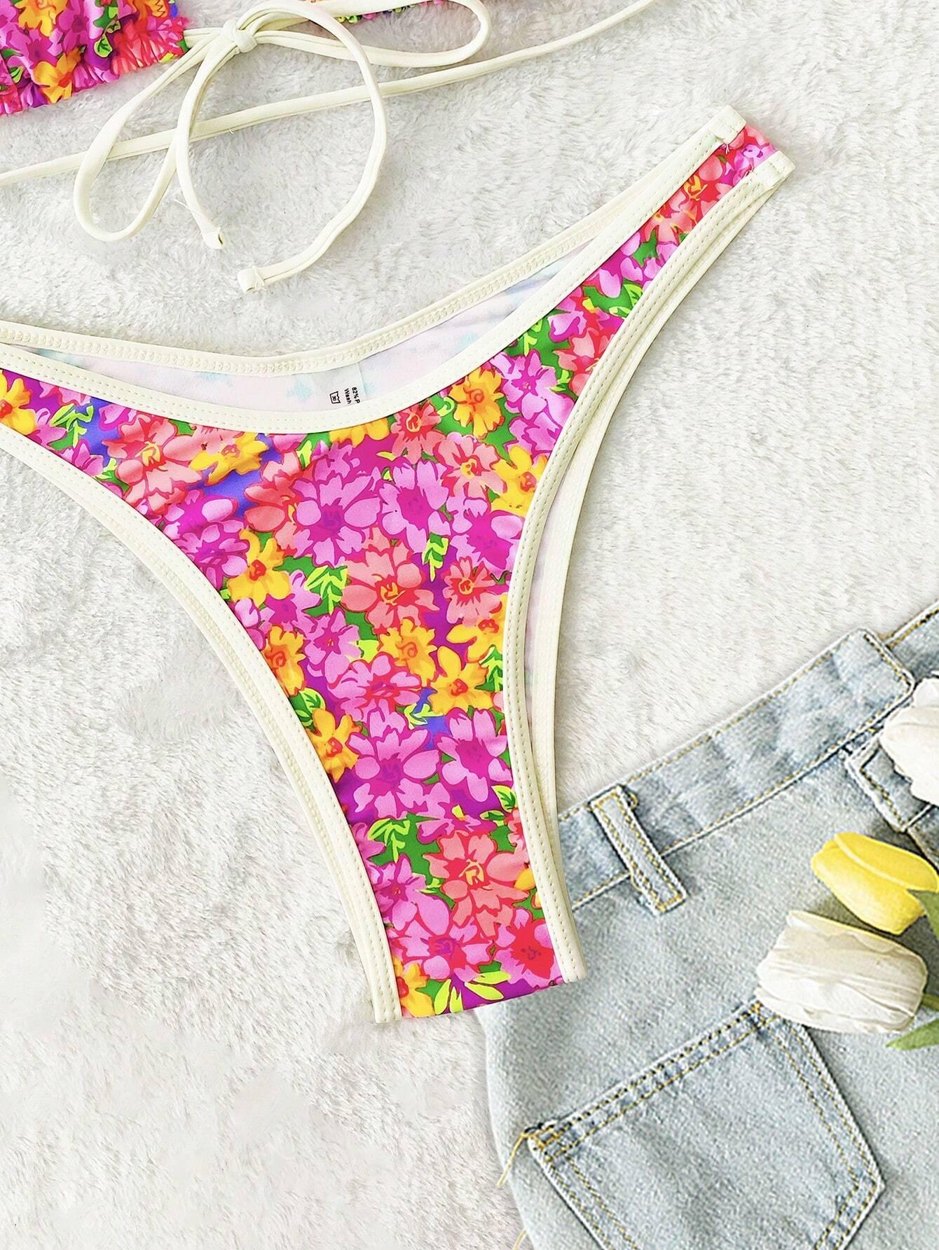 SHEIN DWUCZĘŚCIOWY STRÓJ KĄPIELOWY WZÓR KWIATY S09__S