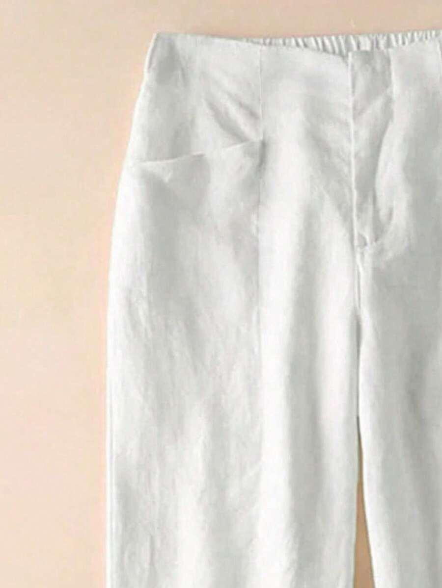 SHEIN KREMOWE SPODNIE CASUAL S06__XL