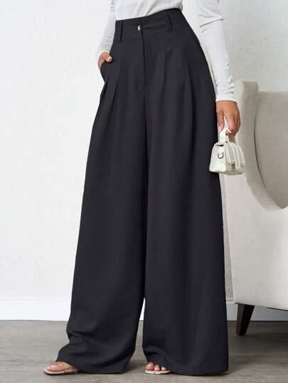 SHEIN CZARNE SZEROKIE SPODNIE PK01__50