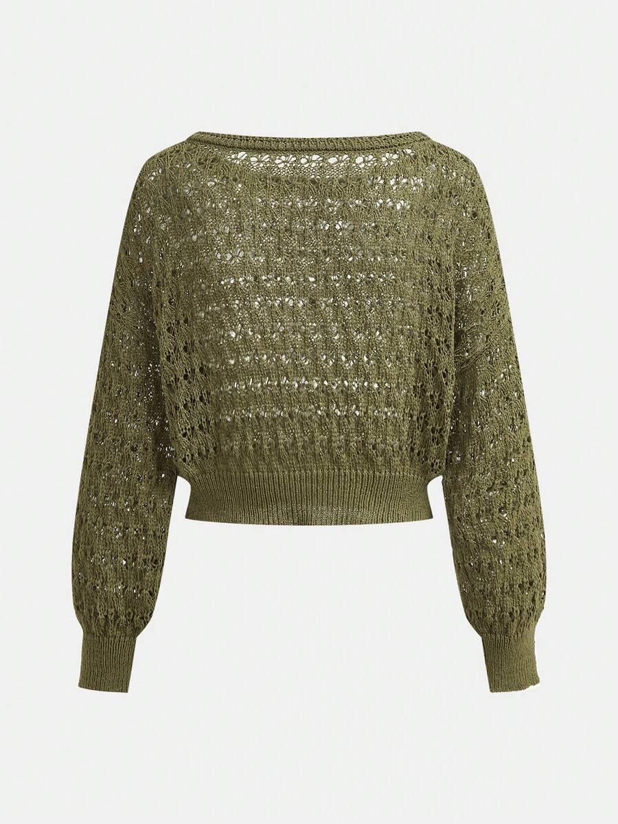 SHEIN ZIELONY SWETER DŁUGI RĘKAW S06__S