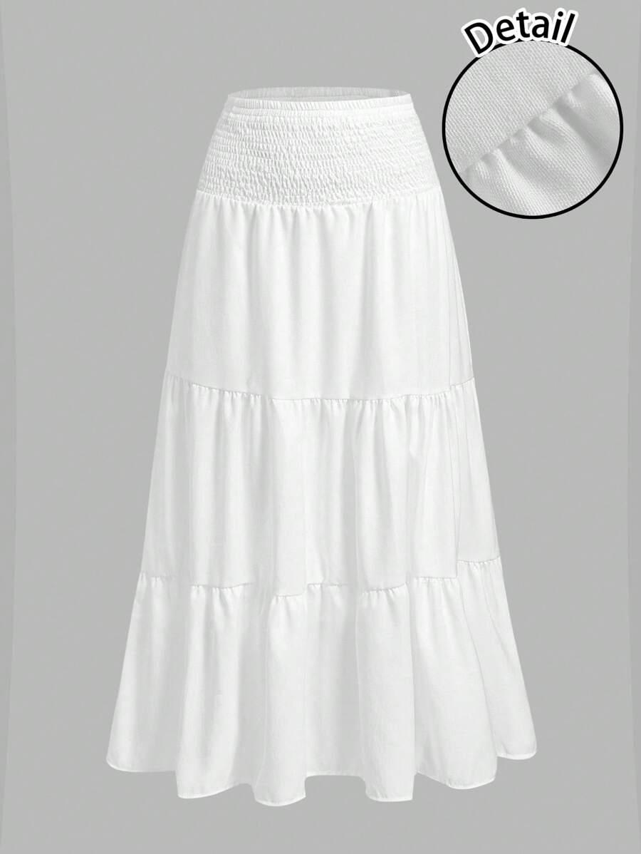 SHEIN BIAŁA TRAPEZOWA MAXI SPÓDNICA S06__M