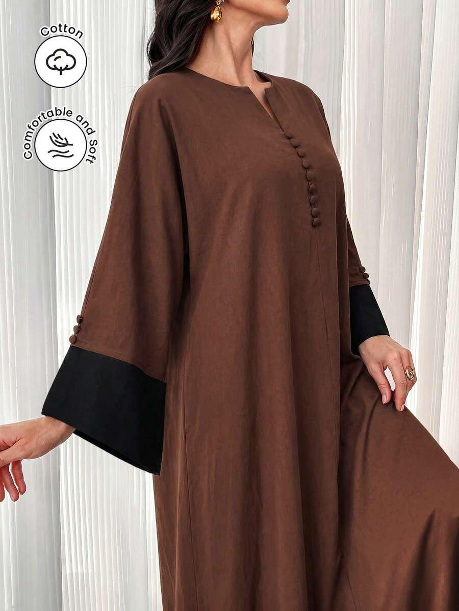 SHEIN BRĄZOWA MAXI SUKIENKA S06__L