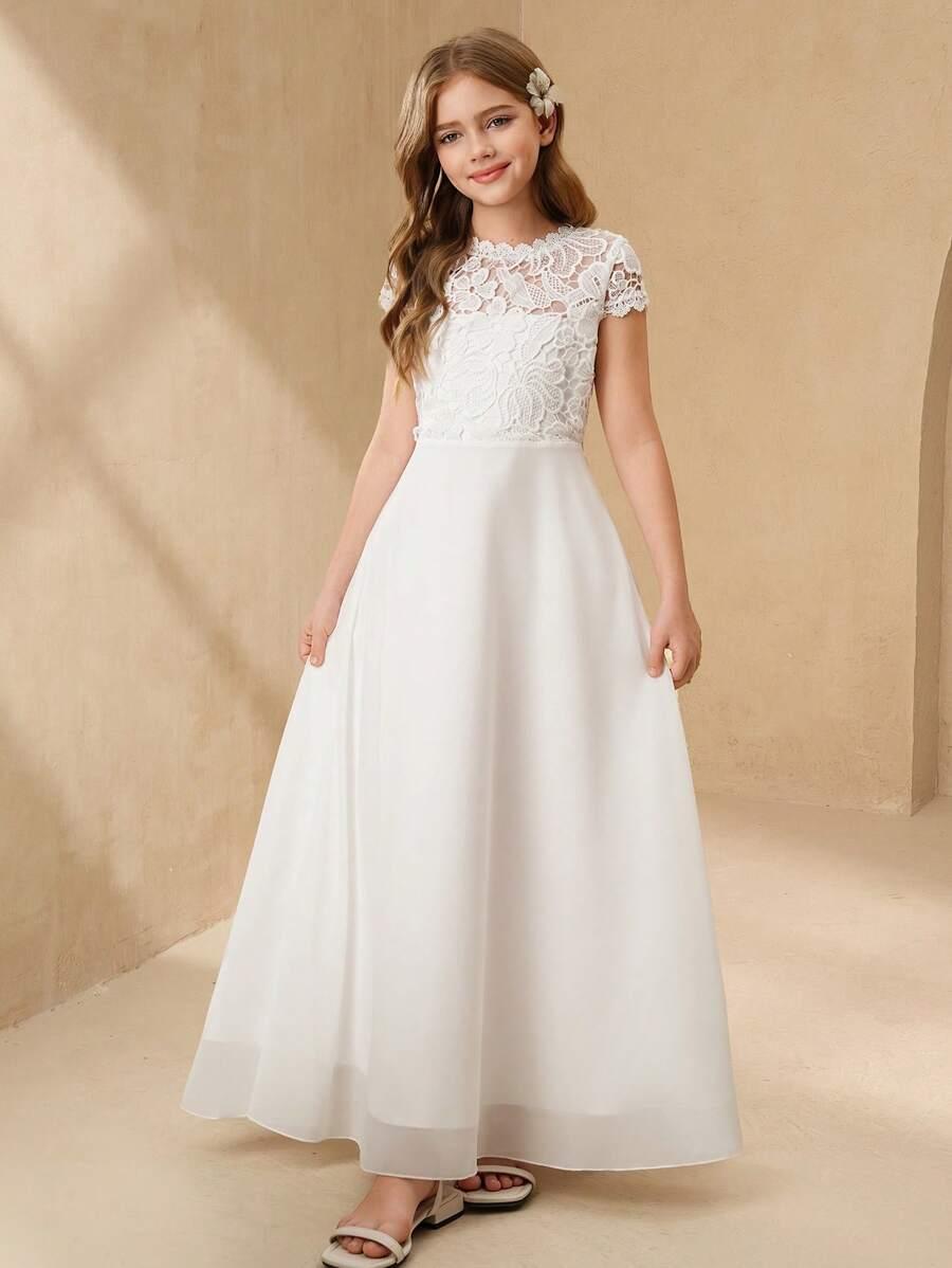 SHEIN BIAŁA SUKIENKA KORONKA S06__146-152