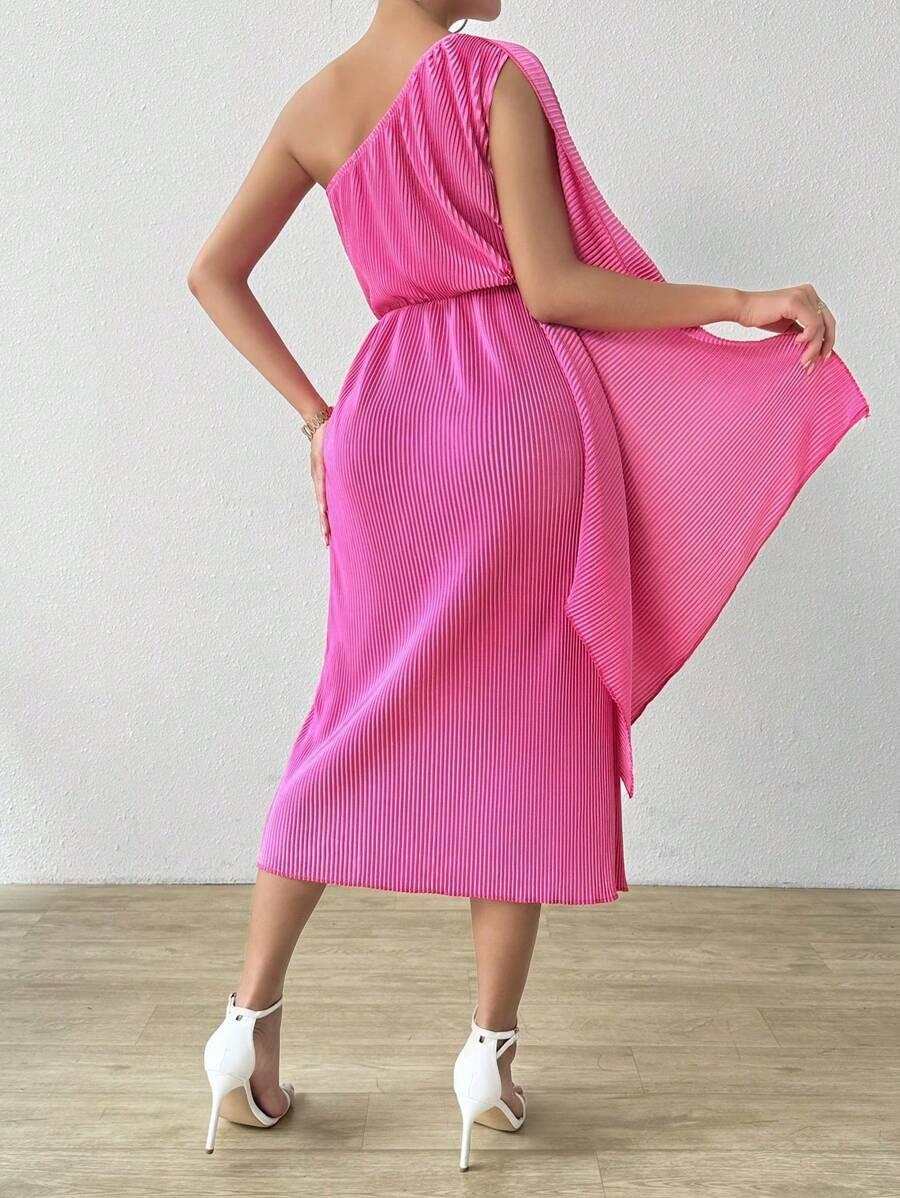 SHEIN RÓŻOWA ASYMETRYCZNA PLISOWANA SUKIENKA S06__XL