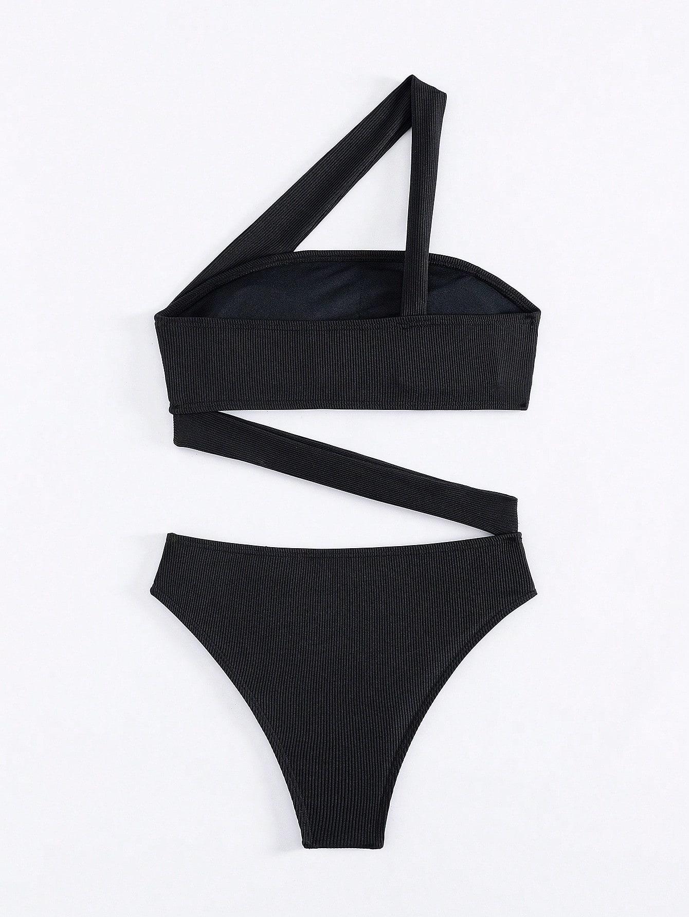 SHEIN JEDNOCZĘSCIOWY STRÓJ KĄPIELOWY PRĄŻKI WYCIĘCIA S09__M