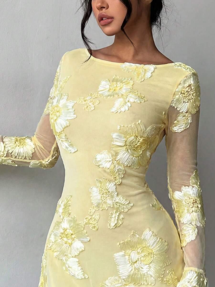 SHEIN ŻÓŁTA MINI SUKIENKA ODKRYTE PLECY S06__L