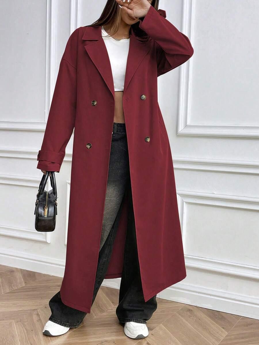 SHEIN CZERWONY PŁASZCZ GUZIKI W01__XL