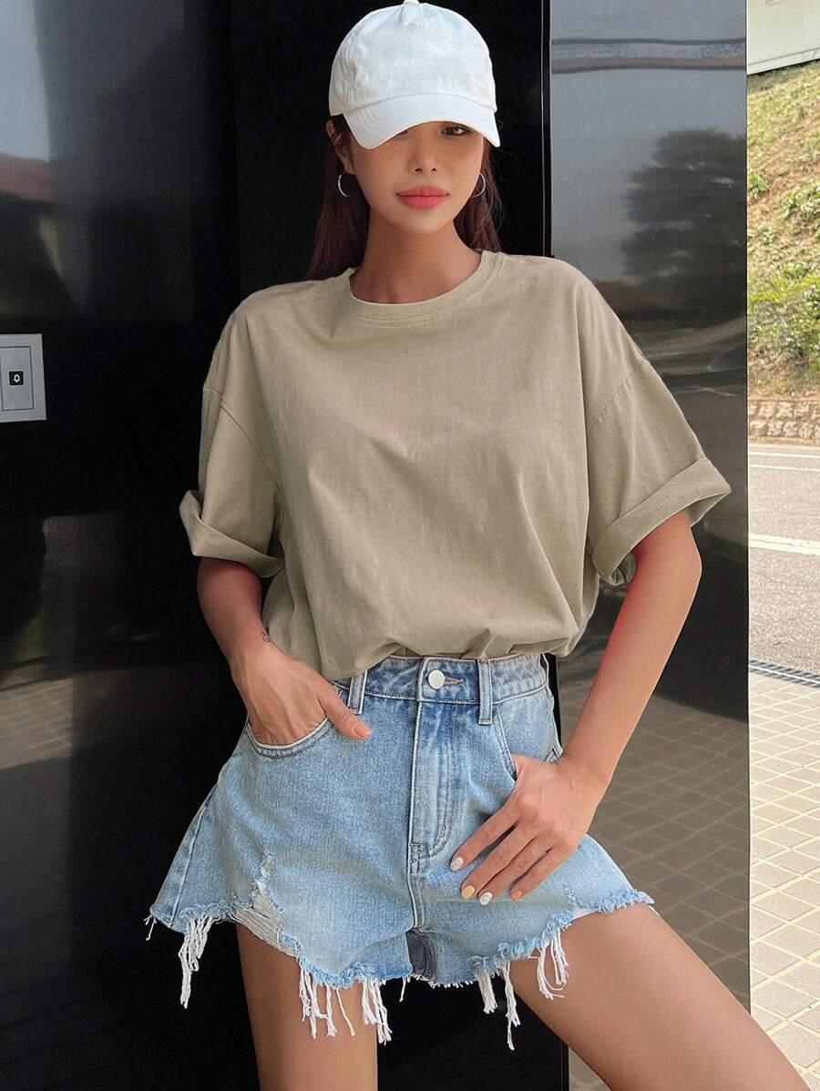 DAZY BEŻOWY T-SHIRT CASUAL S06__M
