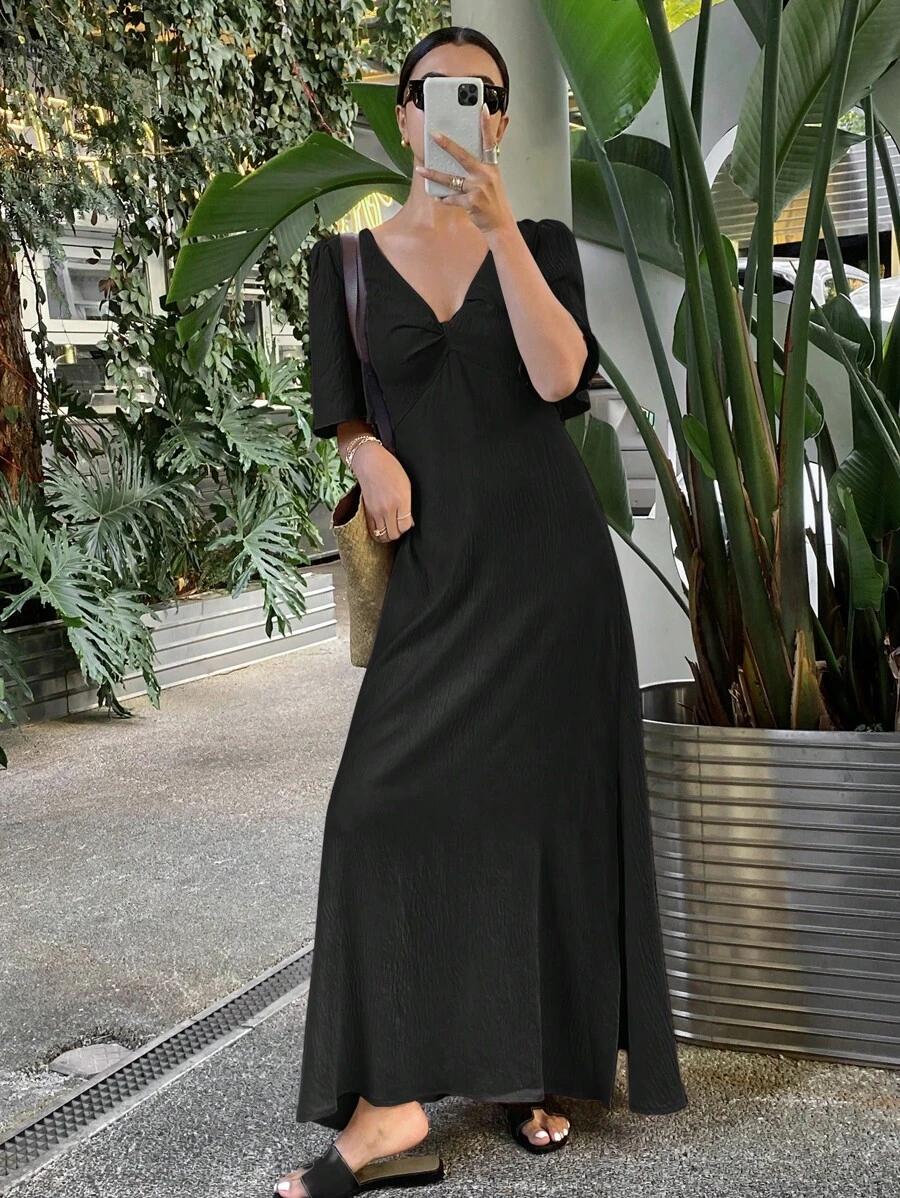 SHEIN CZARNA MAXI SUKIENKA S06__L
