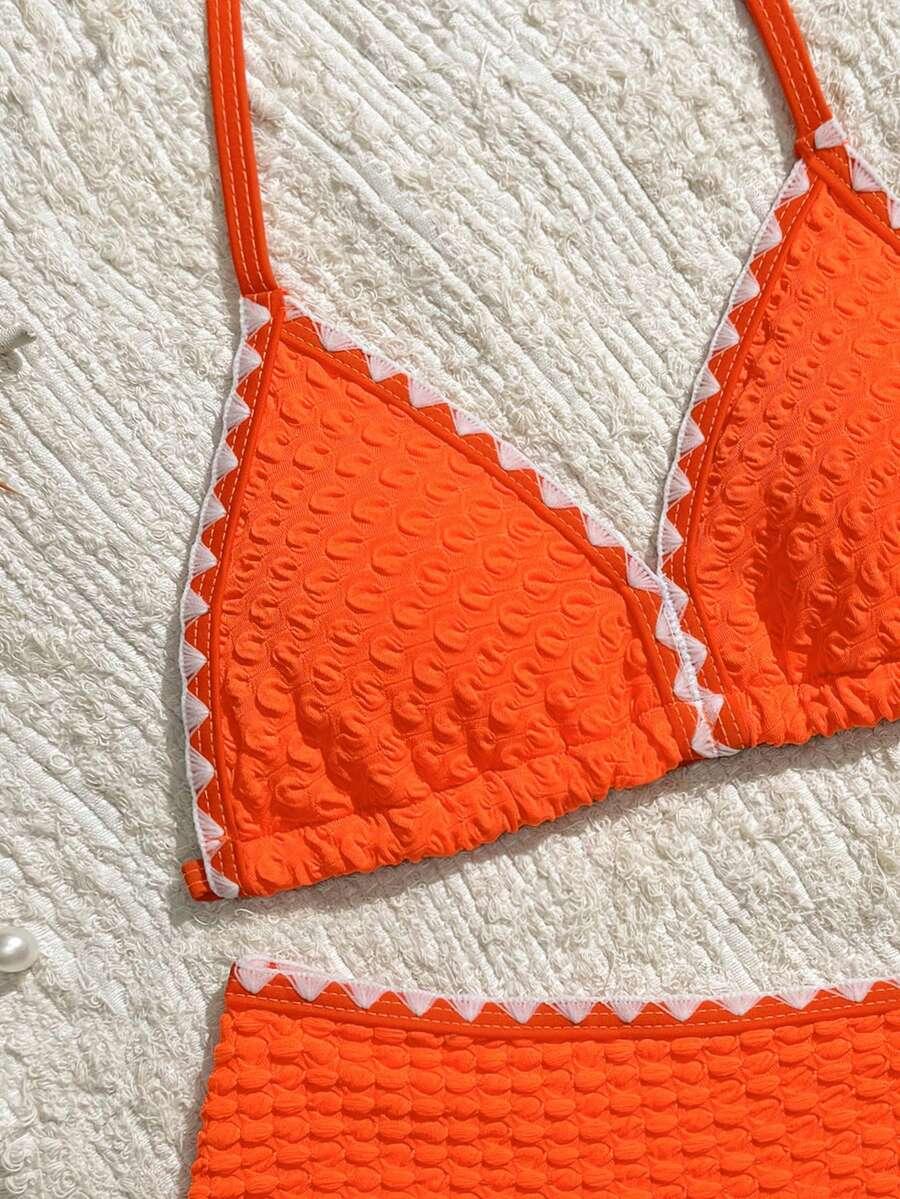 SHEIN POMARAŃCZOWY DWUCZĘŚCIOWY STRÓJ KĄPIELOWY S09__140-146