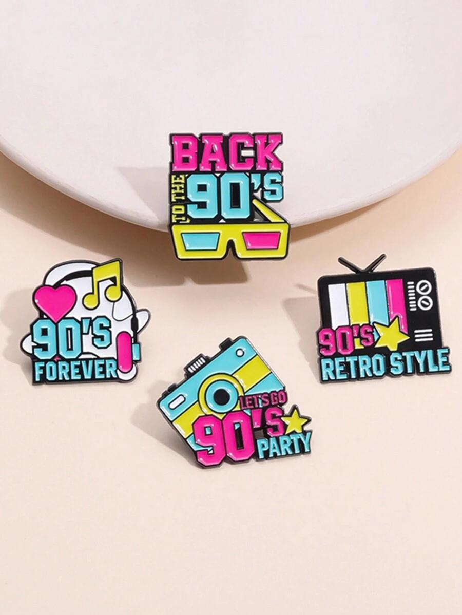 SHEIN PIN PRZYPINKI W STYLU LAT 90 4 PACK S07__