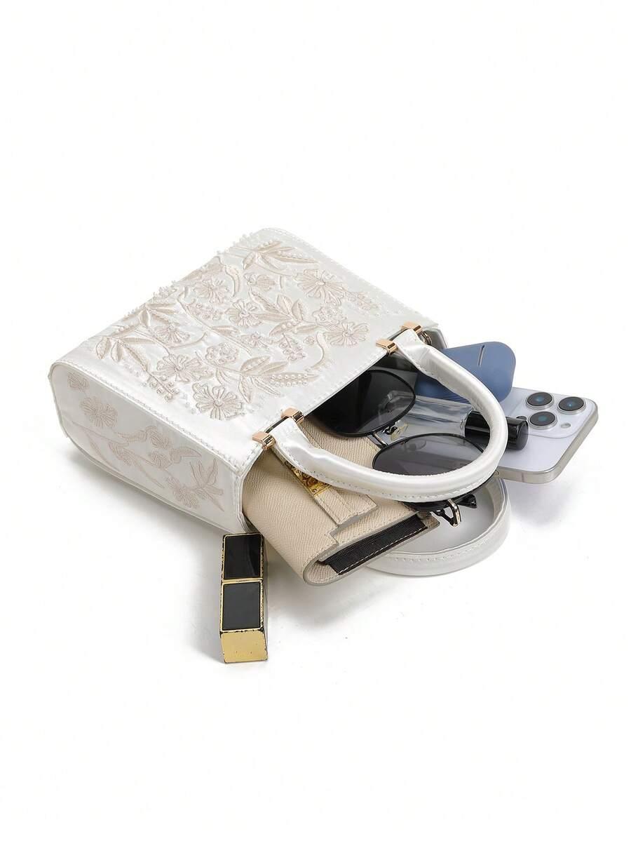 SHEIN BIAŁA TOREBKA HAFT S07__15X8X18