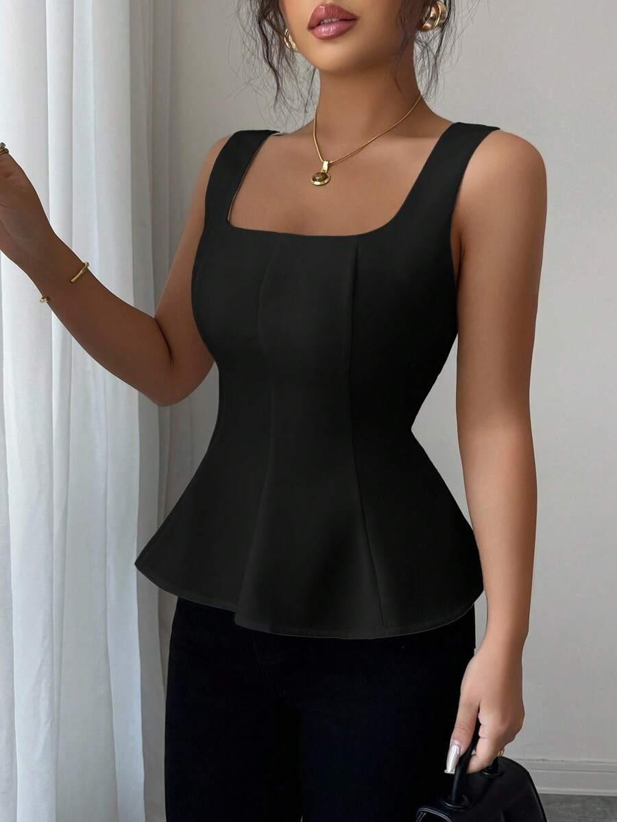 SHEIN CZARNA BLUZKA NA RAMIĄCZKACH S06__XS