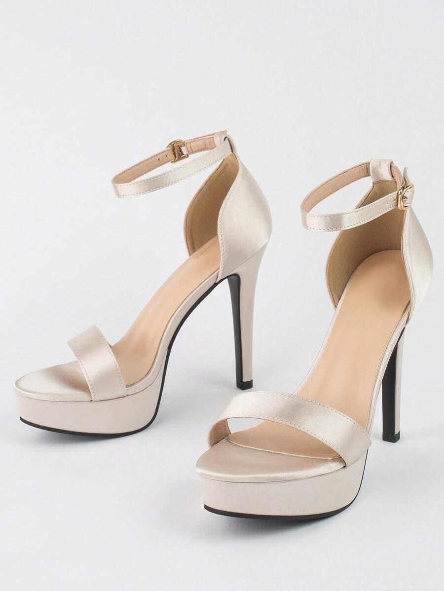 SHEIN SATYNOWE SANDAŁY NA OBCASIE S06__36,5
