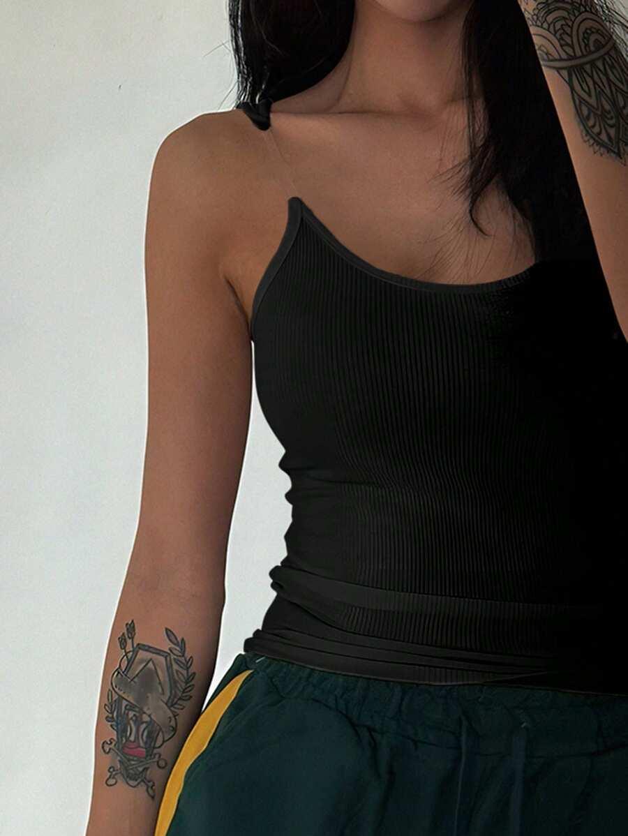 SHEIN CZARNY TOP NA RAMIĄCZKACH S06__L