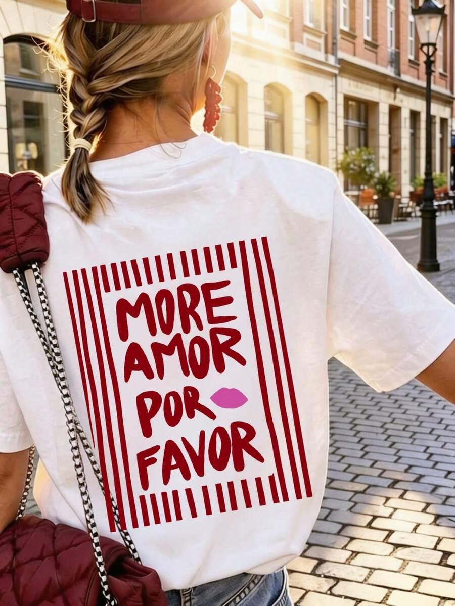 SHEIN BIAŁY T-SHIRT OKRĄGŁY DEKOLT PRINT PK01__XS