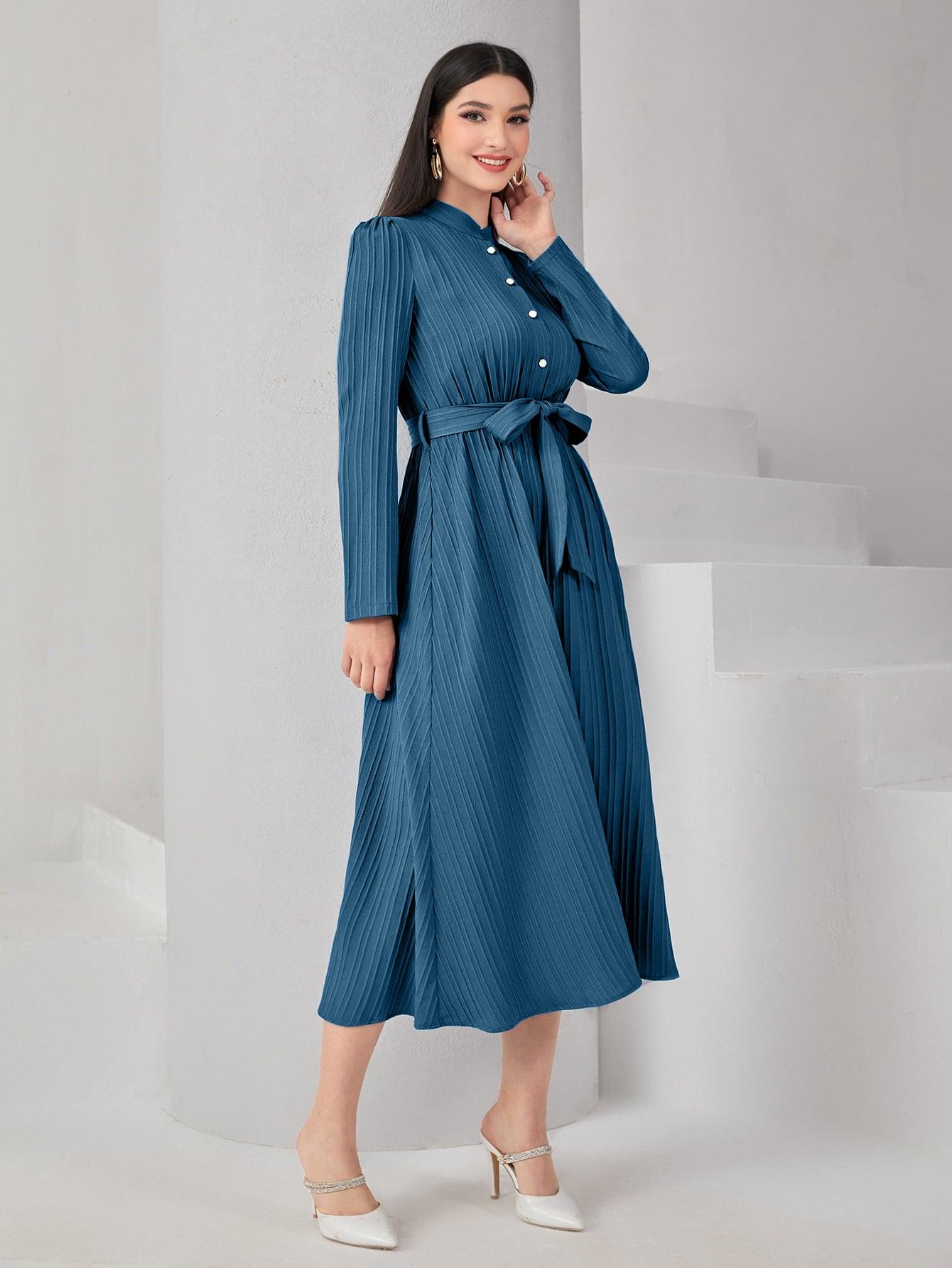 SHEIN NIEBIESKA MIDI SUKIENKA WIĄZANIE S06__XL