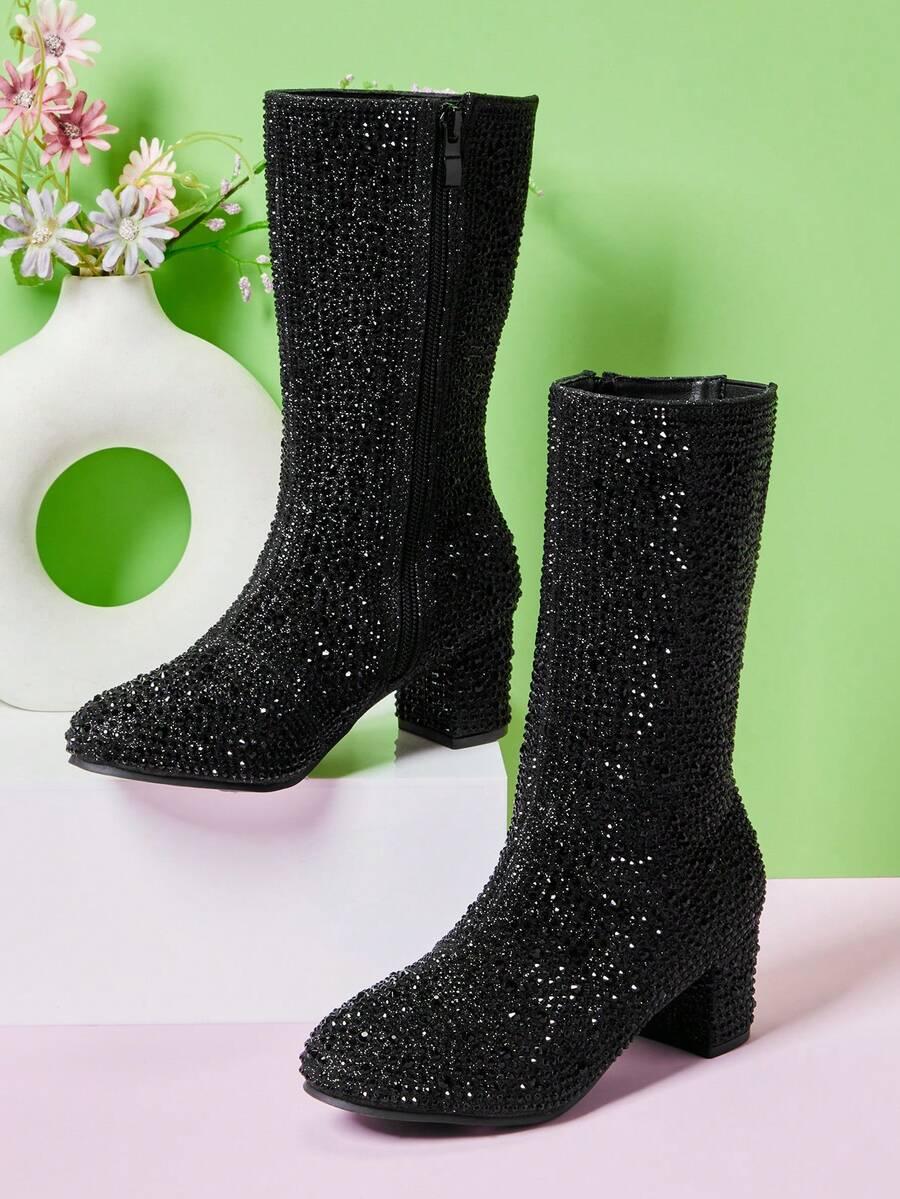 SHEIN CZARNE KOZAKI CEKINY W01__30