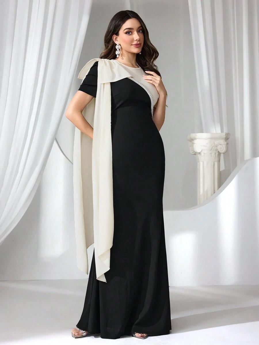 SHEIN MAXI SUKIENKA KRÓTKI RĘKAW S06__S