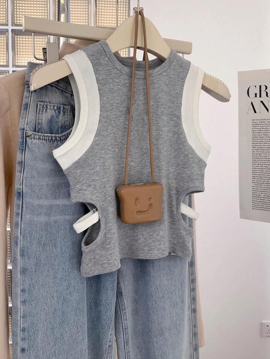 SHEIN TOP KLASYCZNY KONTRAST S06__S