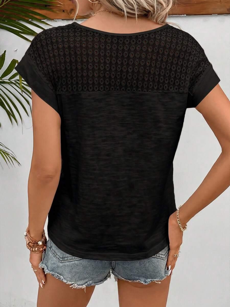 SHEIN CZARNA BLUZKA KORONKA S06__XXL