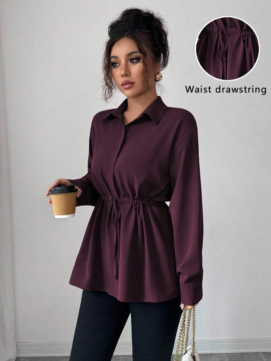 SHEIN BORDOWA KOSZULA Z DŁUGIM RĘKAWEM S06__M