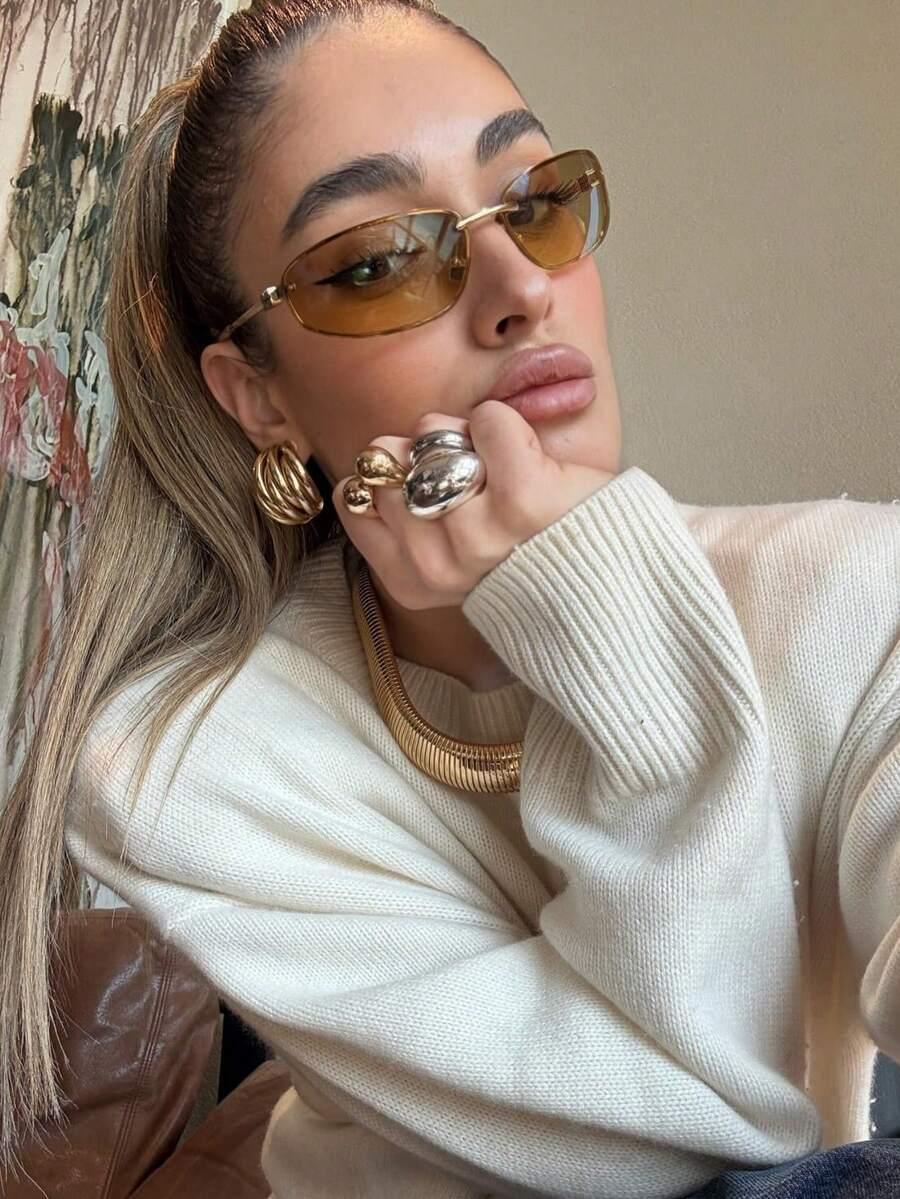 SHEIN BRĄZOWE OKULARY PRZECIWSŁONECZNE S07