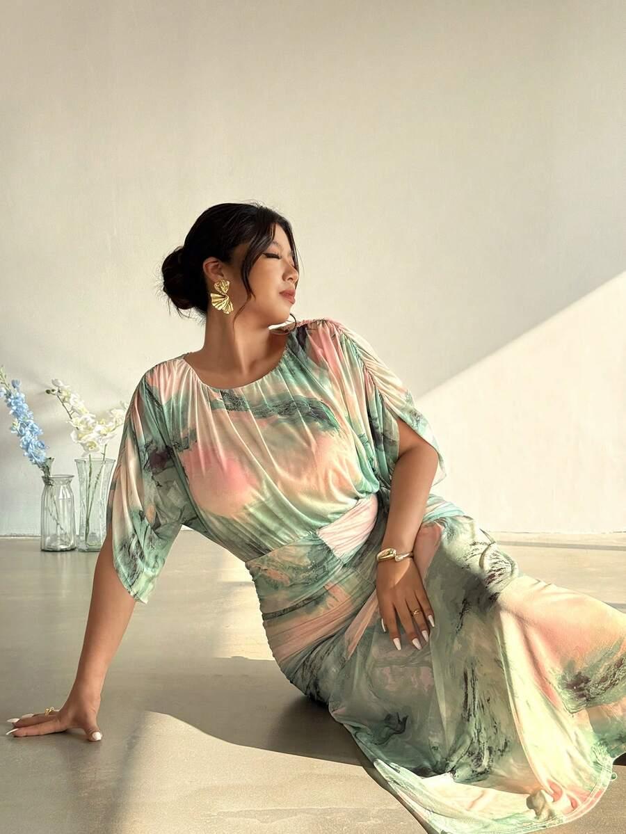 SHEIN MAXI SUKIENKA KRÓTKI RĘKAW S06__XXL