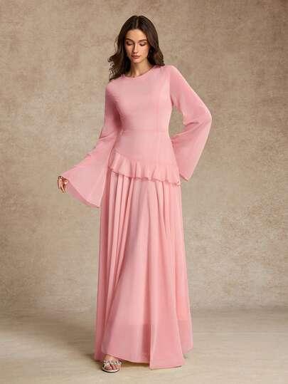 SHEIN RÓŻOWA MAXI SUKIENKA S06__L