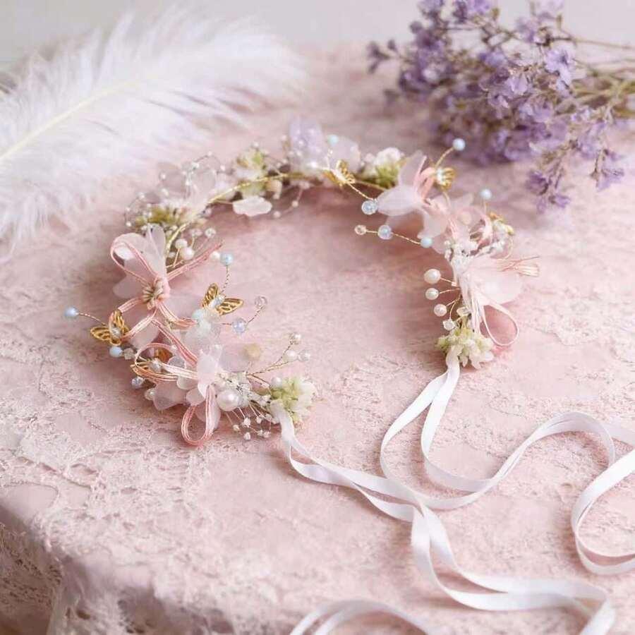 SHEIN RÓŻOWY SZTUCZNY WIENIEC S07__35X13