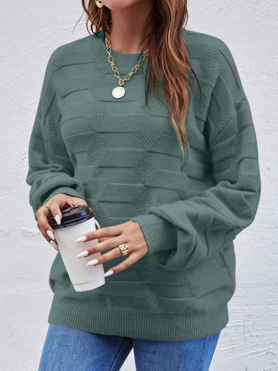 SHEIN ZIELONY SWETER TESTURA PK01__S