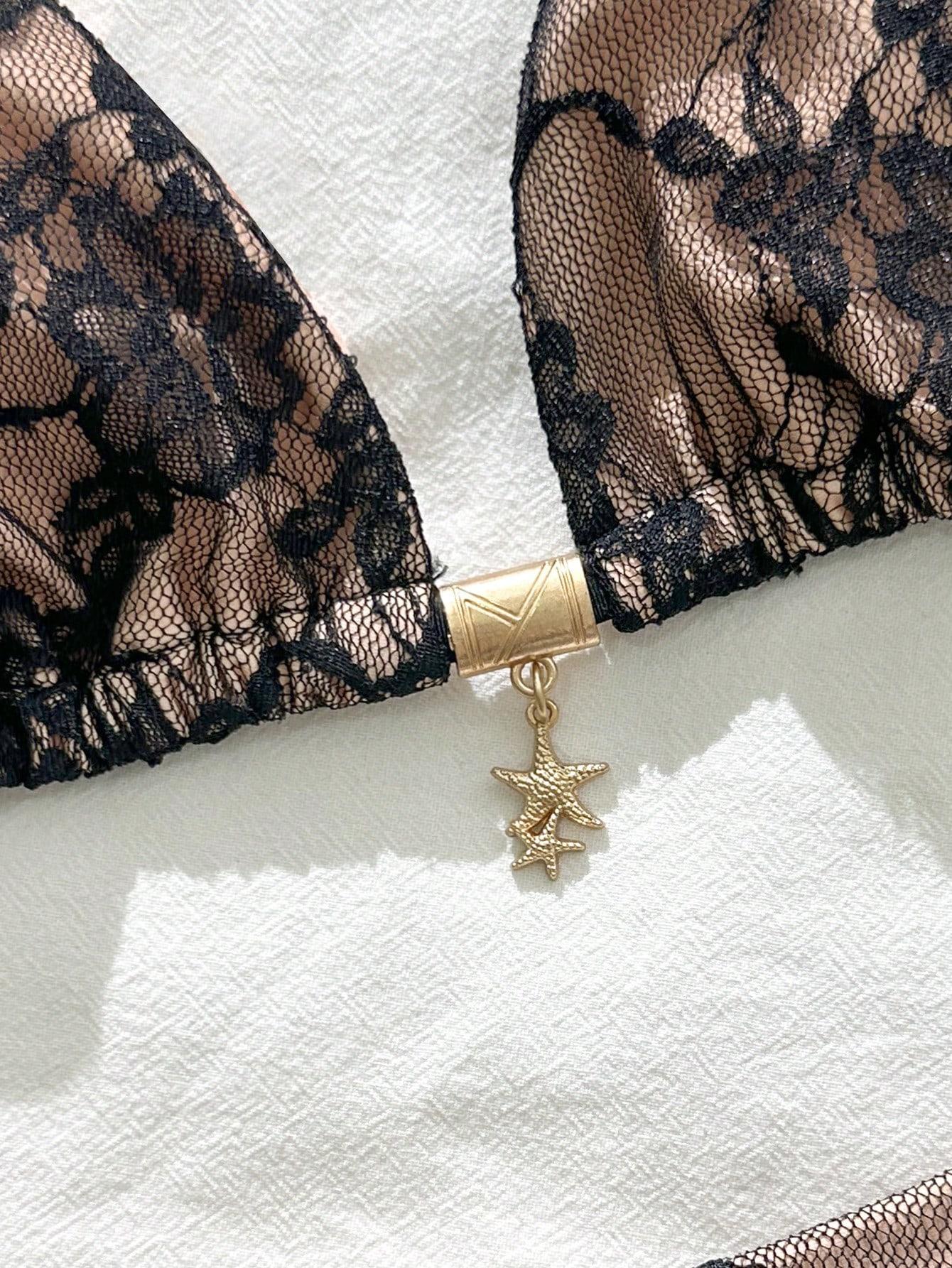 SHEIN DWUCZĘŚCIOWY STRÓJ KĄPIELOWY KORONKA S09__XS