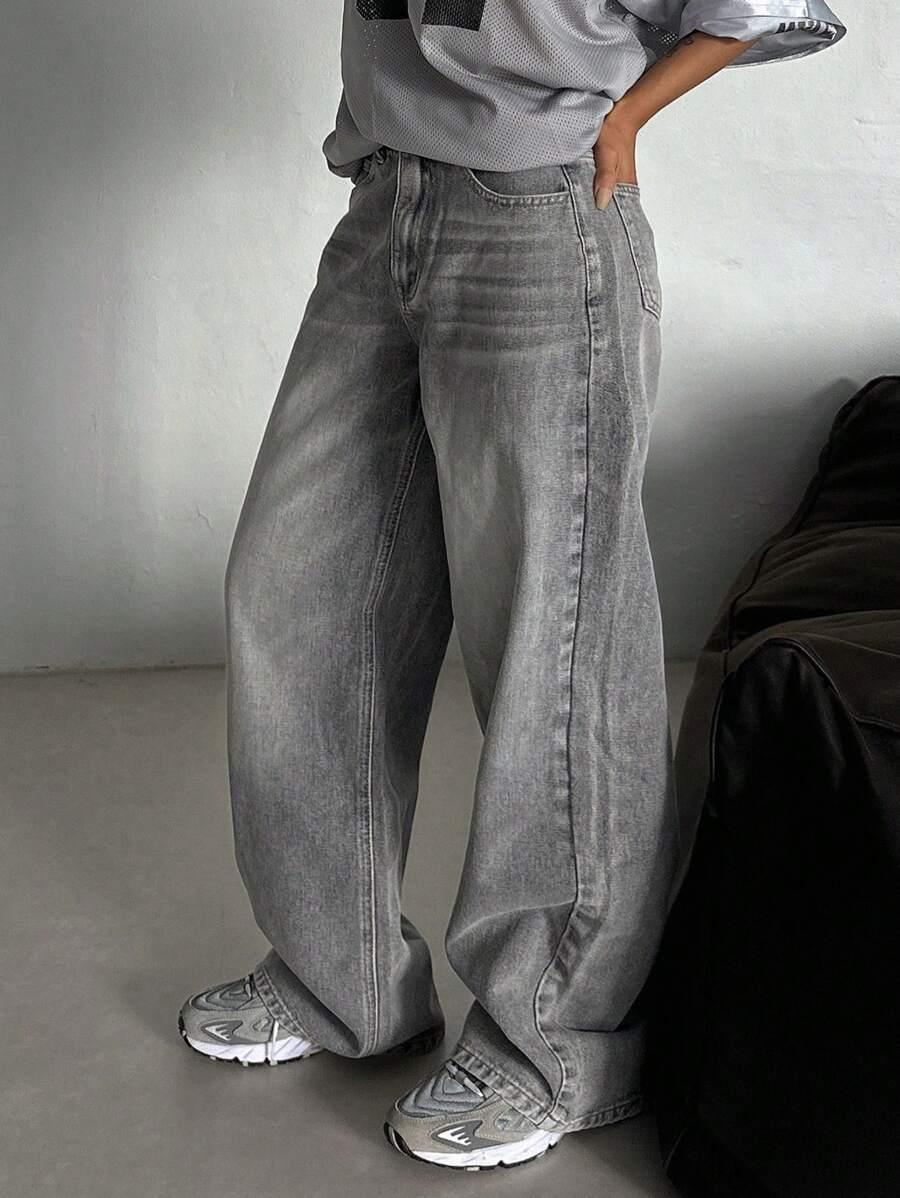 DAZY SZARE SPODNIE JEANS SZEROKIE NOGAWKI S06__M