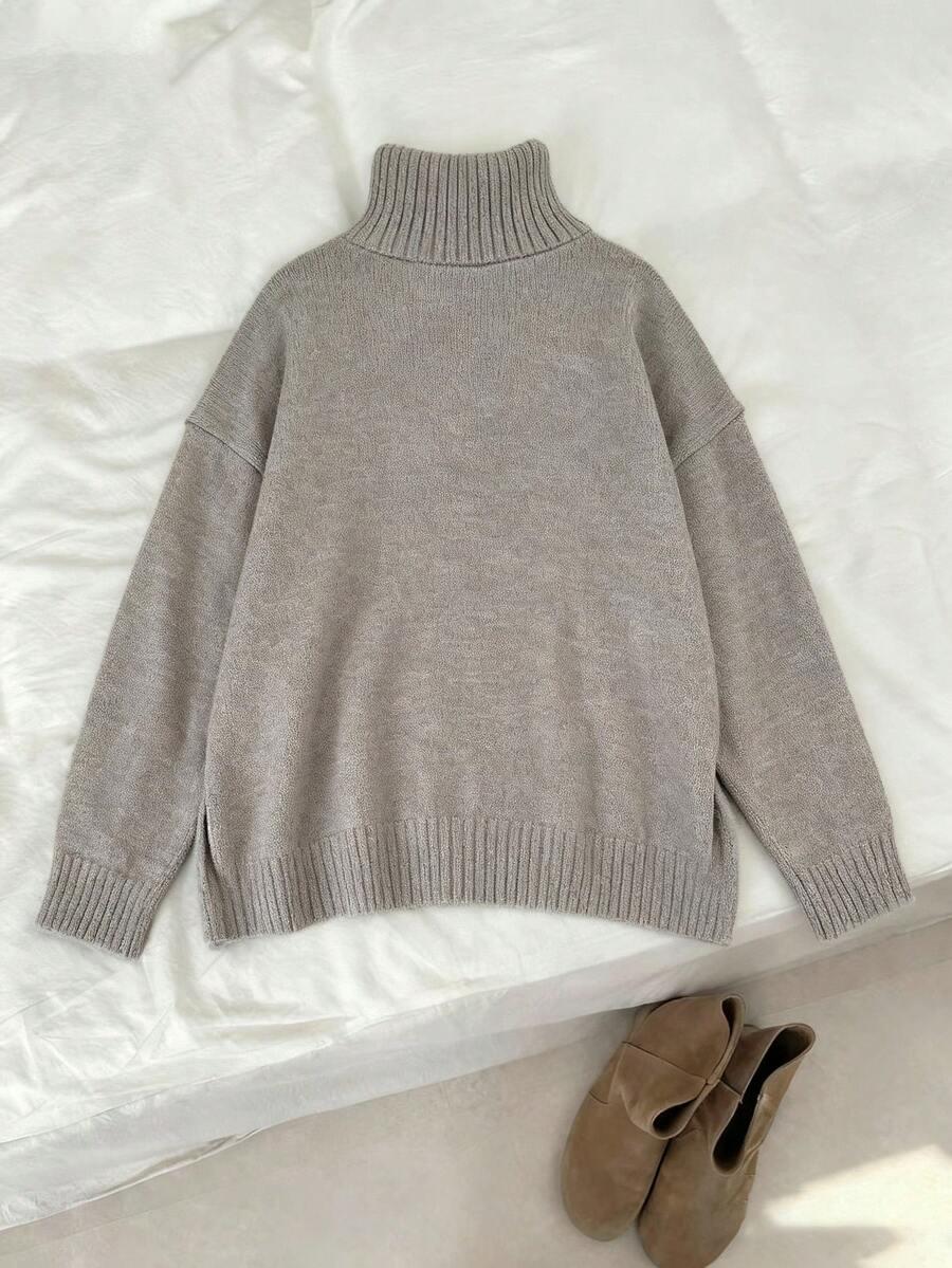 SHEIN BEŻOWY ASYMETRYCZNY SWETER GOLF