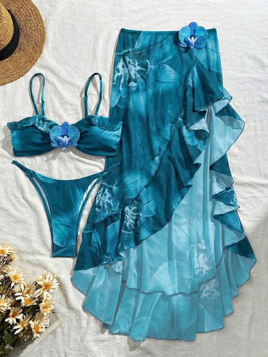 SHEIN DWUCZĘŚCIOWY STRÓJ KĄPIELOWY SPÓDNICA KOMPLET S09__XL