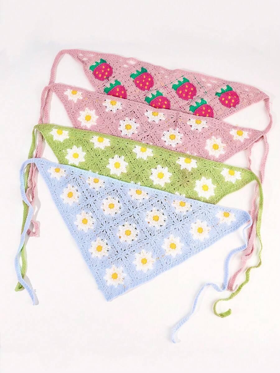 SHEIN DZIANINOWA CHUSTKA NA GŁOWĘ WZÓR KWIATY 4-PACK PK01__OS