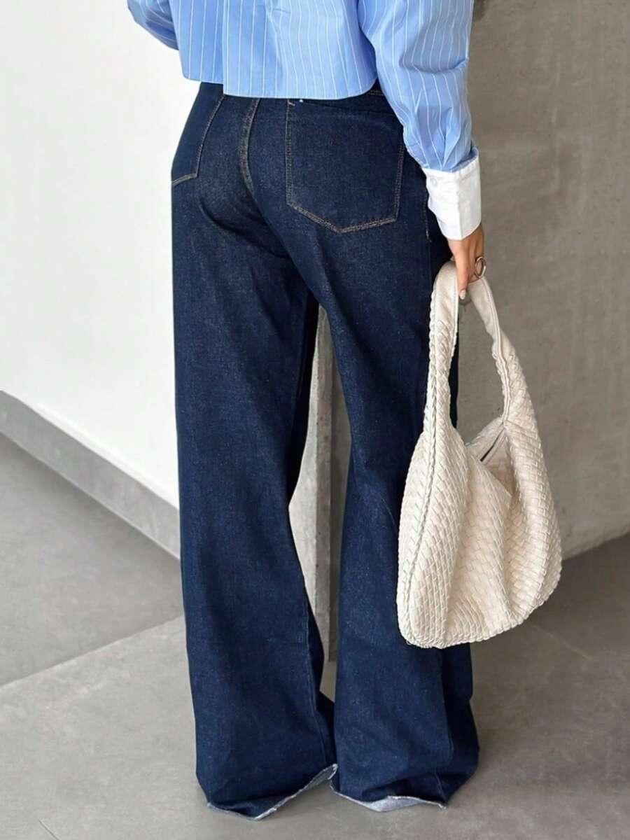 SHEIN GRANATOWE SPODNIE JEANS S06__L