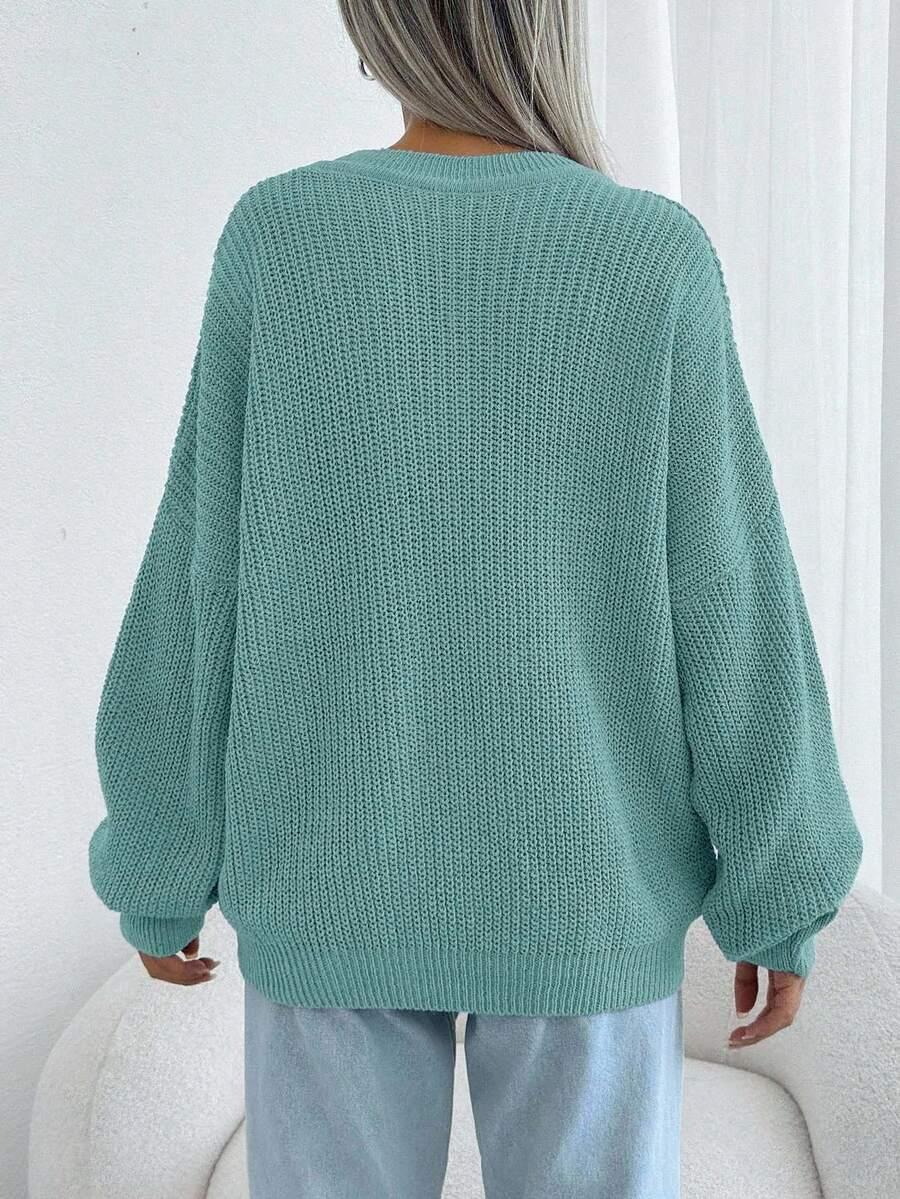 SHEIN ZIELONY SWETER OKRĄGŁY DEKOLT S06__OS