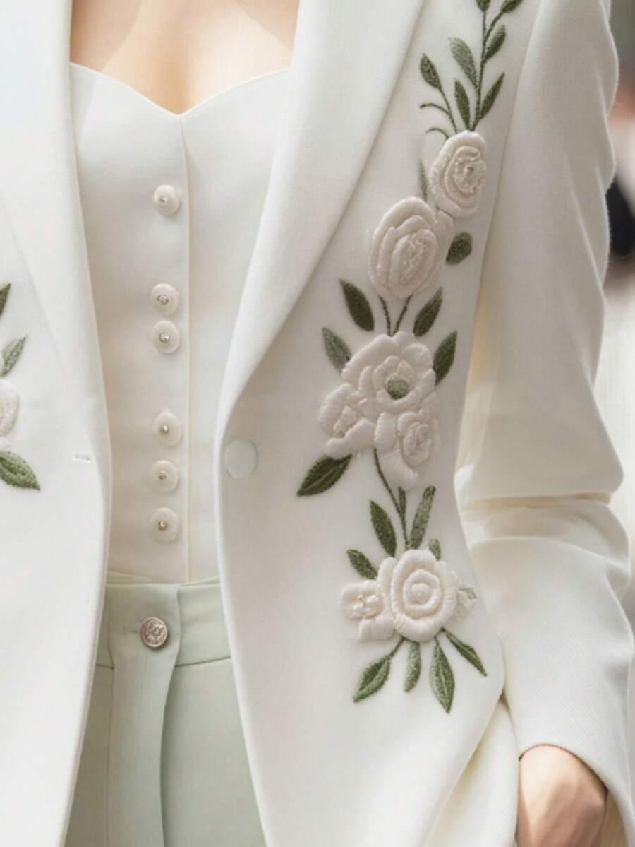 SHEIN BIAŁA MARYNARKA HAFT S06__M