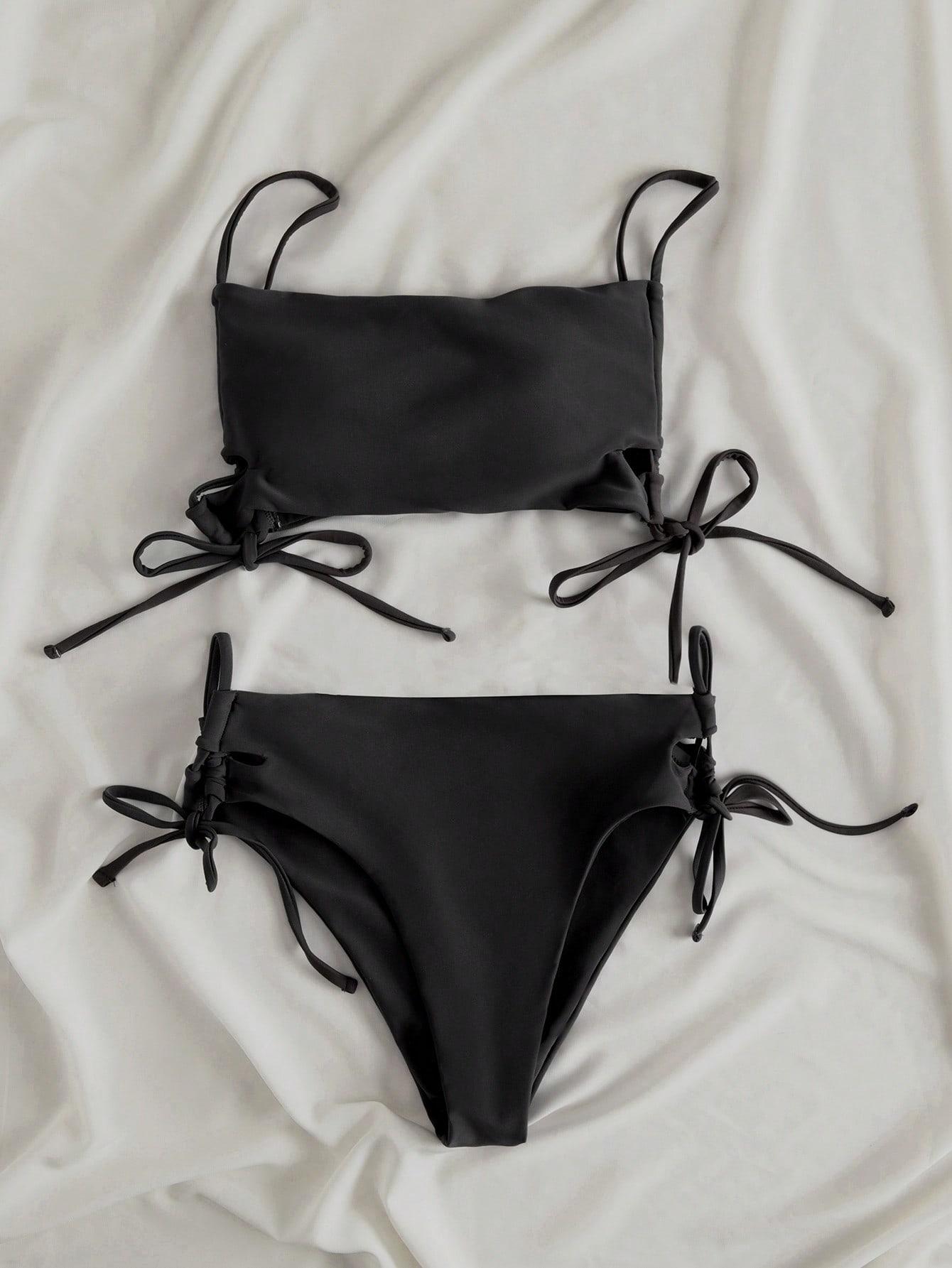 SHEIN CZARNY DWUCZĘŚCIOWY STRÓJ KĄPIELOWY S09__S
