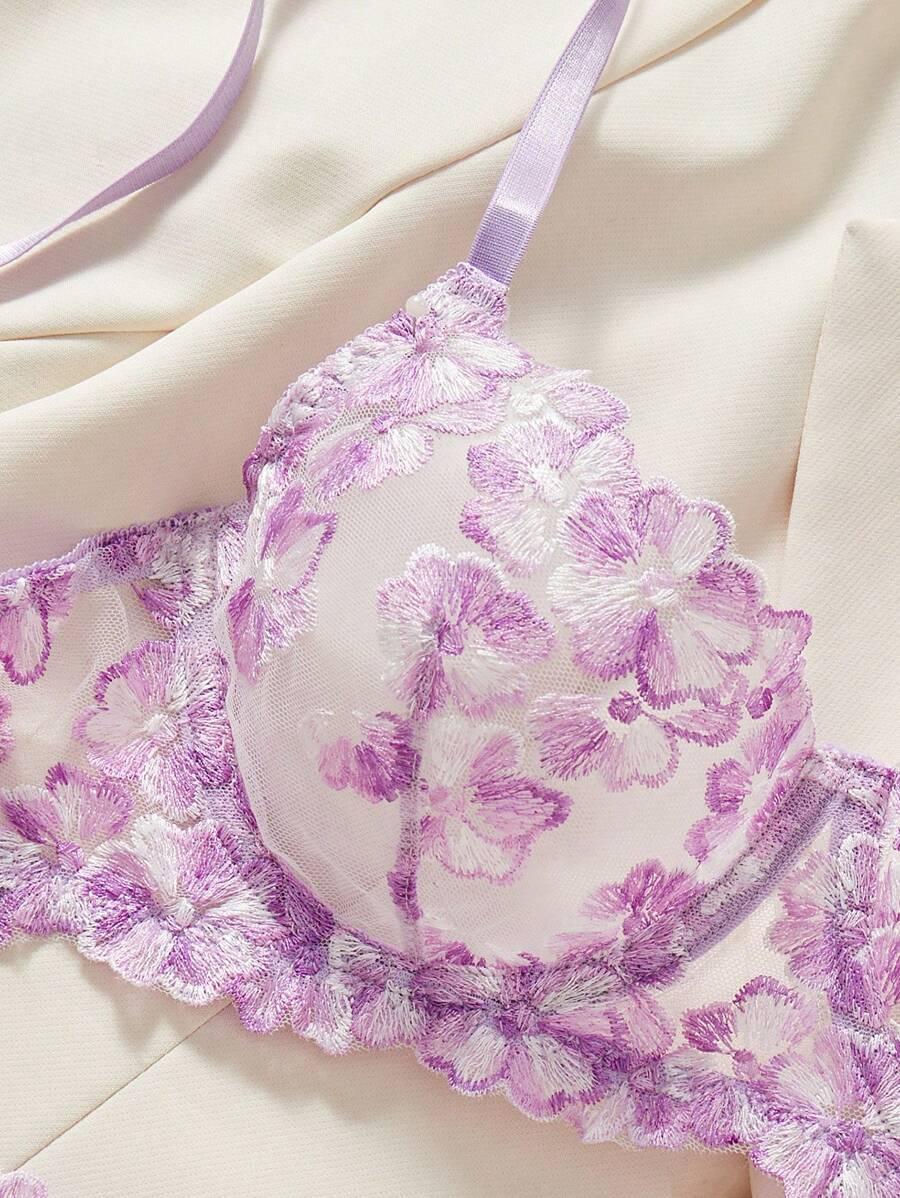 SHEIN FIOLETOWY BIUSTONOSZ KORONKA S09__XL
