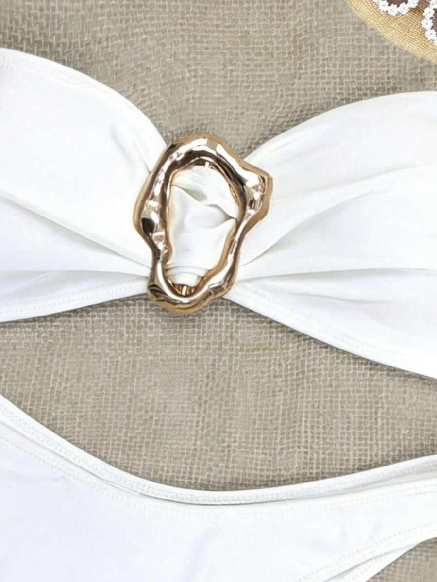 SHEIN BIAŁY DWUCZĘŚCIOWY STRÓJ KĄPIELOWY S09__L