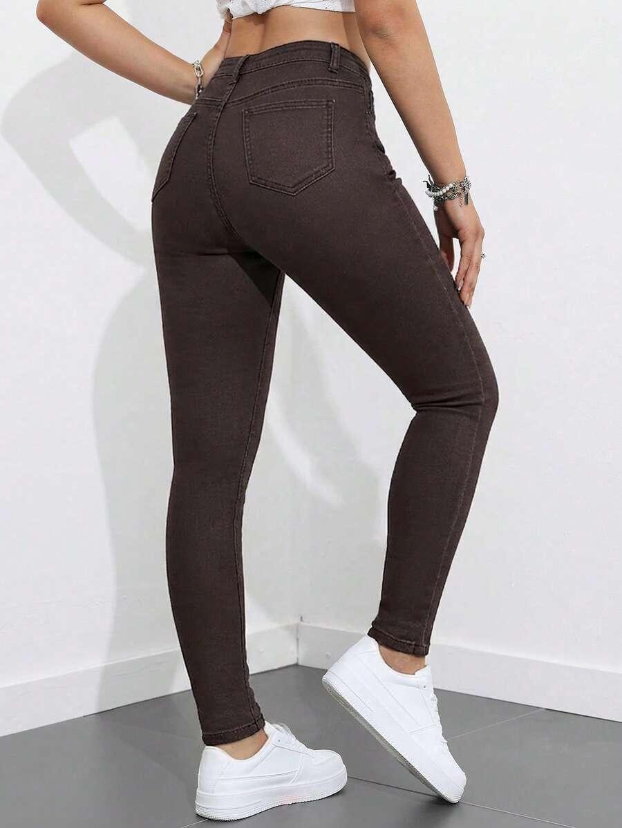 SHEIN BRĄZOWE SPODNIE JEANS S06__XL