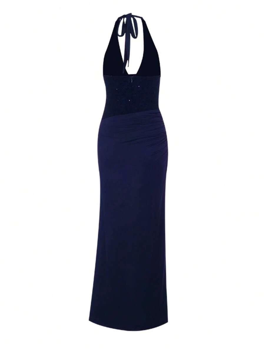 SHEIN GRANATOWA MAXI SUKIENKA ŁĄCZENIE PK01__S