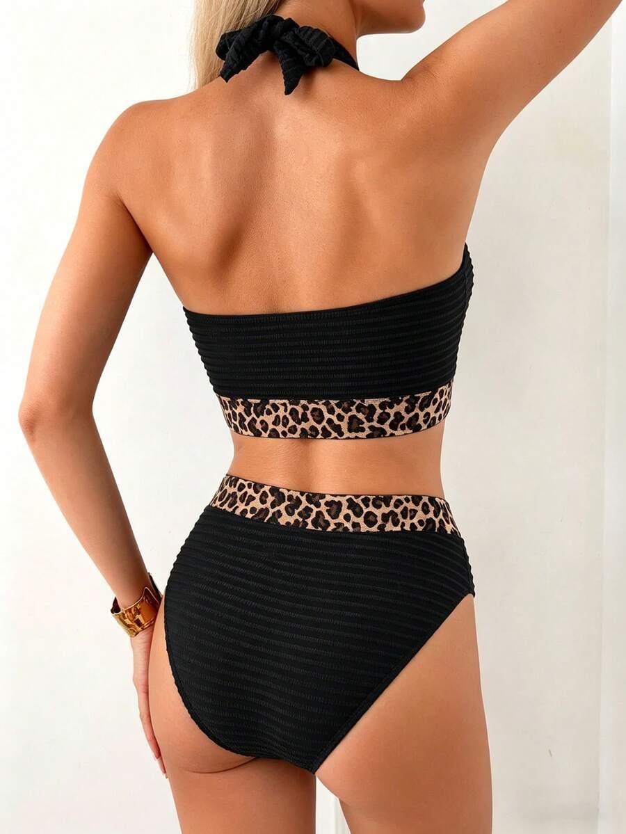 SHEIN DWUCZĘŚCIOWY KOSTIUM KĄPIELOWY ANIMAL PRINT S09__M