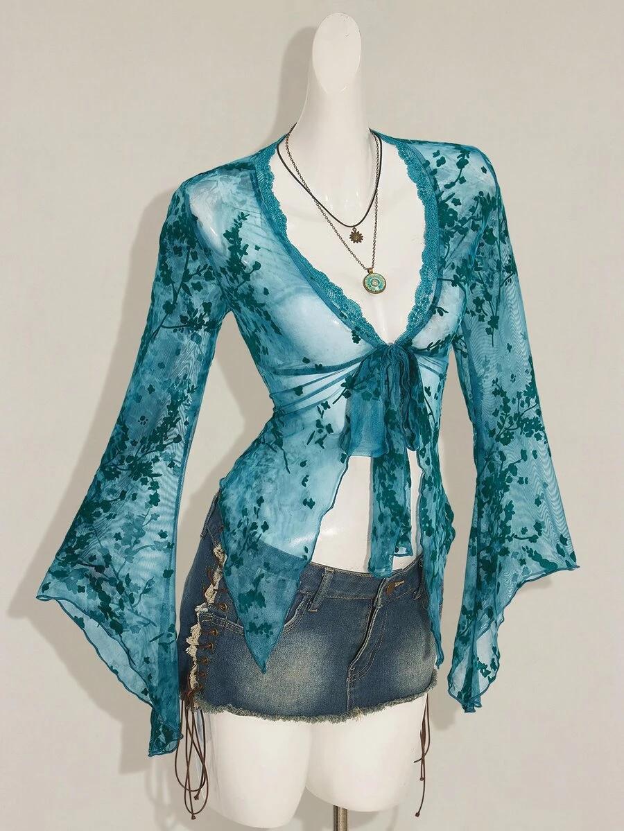 SHEIN NIEBIESKA BLUZKA WIĄZANIE S06__L