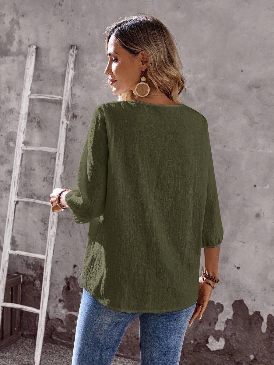 SHEIN ZIELONA BLUZKA RĘKAW 3/4 S06__S